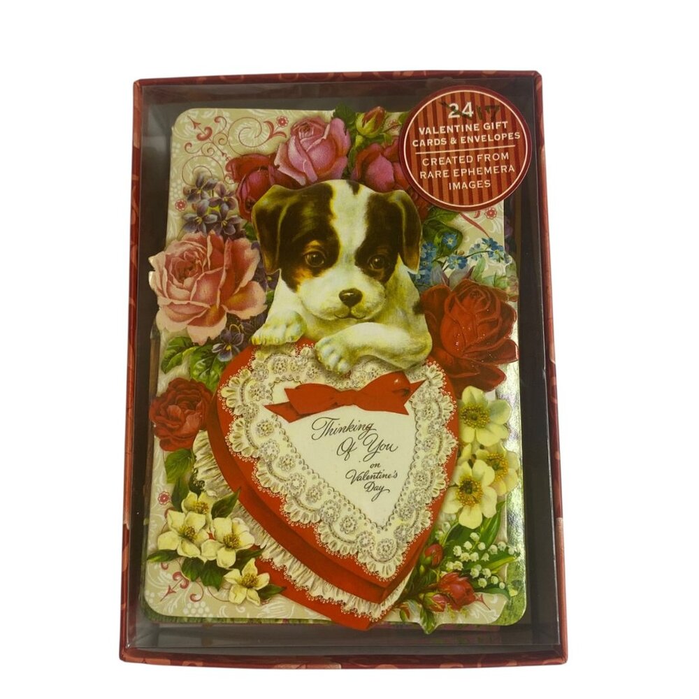 Punch Studio Victorian Valentine Cards Envelopes Lot Cats Dogs Cherubs‎ Flowers